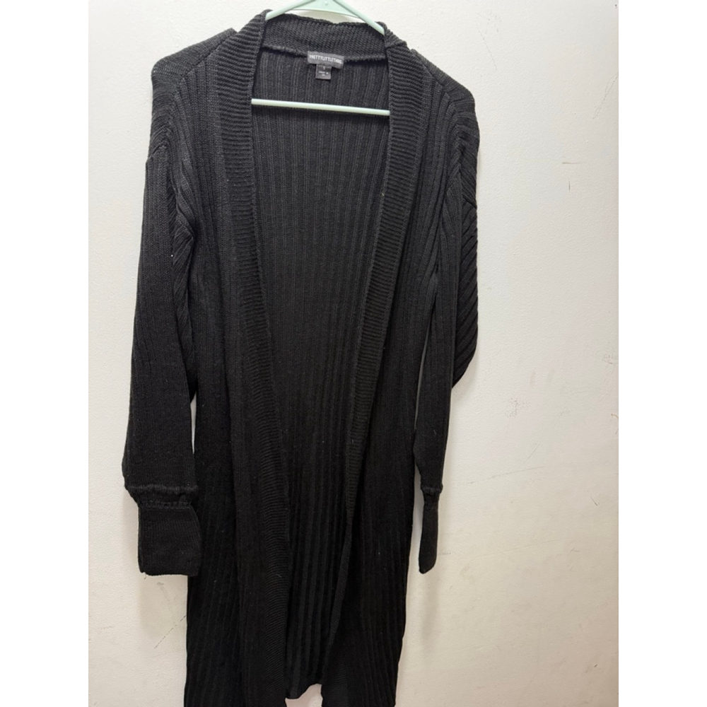 Women's PRETTYLITTLETHING Black Ribbed Long Cardigan S